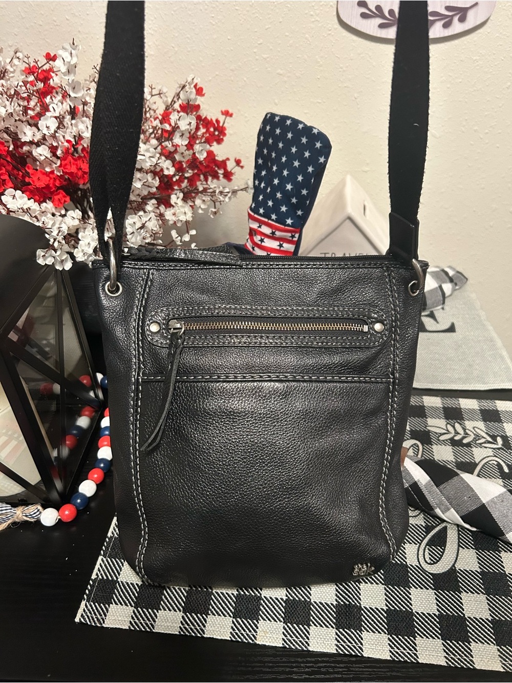 The Sak Black Leather Crossbody with Silver Hardware Excellent condition
